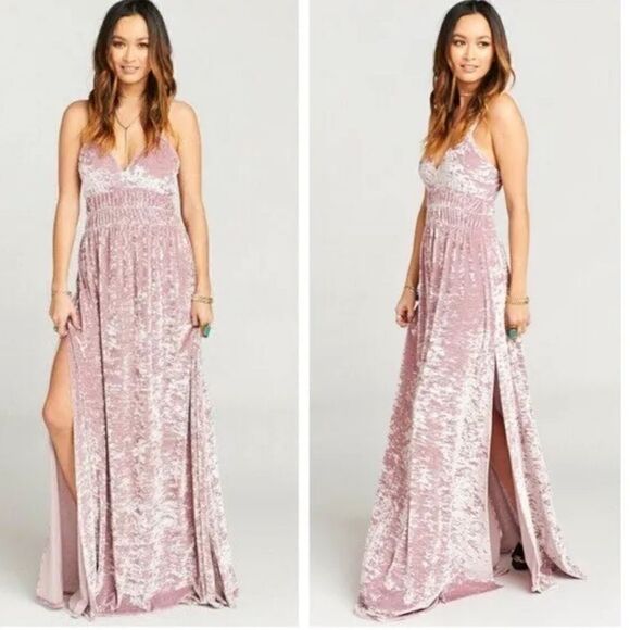Show Me Your MuMu Dresses & Skirts - Show Me Your Mumu Aurora Pink Velvet Empire Waist Maxi Dress Women’s XS